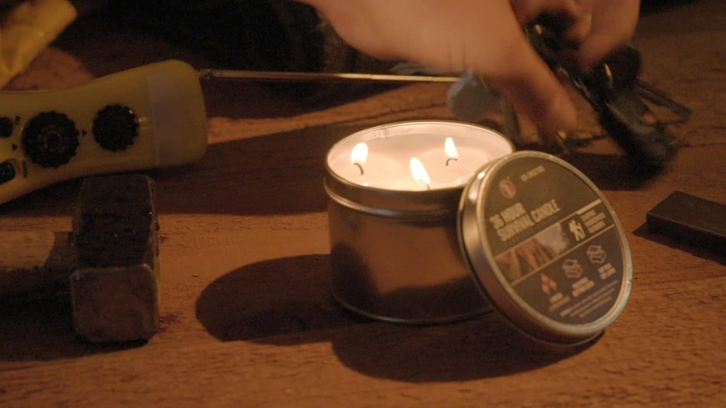 SE 3-Wick Emergency Candle, 36 Hours Long Burning, Top Layer Soy Wax, Great Light Source Gear for Survival, Camping, Blackout & Peace of Mind
