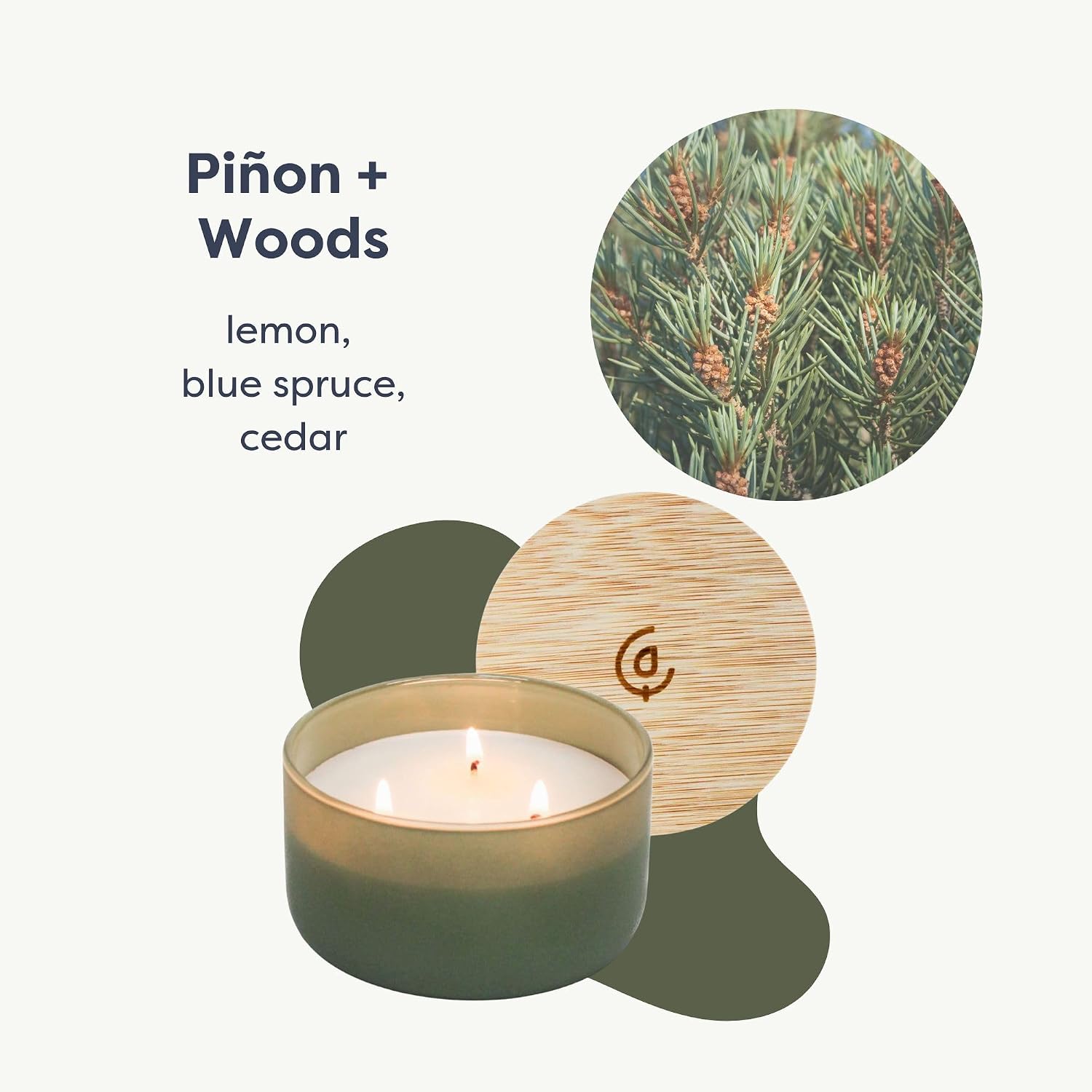 Calyan Wax Co. Piñon & Woods 3 Wick Scented Candle - 30 Hour Burn - Luxury 3 Wick Soy Candles - Clean Soy Wax Candles - Long Lasting Large Glass Jar Candle for Home - 8oz