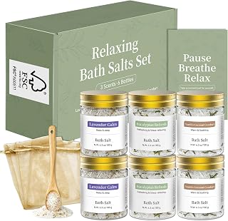 Epsom Bath Salt Gift Set for Women, 6 PCS (3 Scents 2 Each): Lavender, Eucalyptus & Vanilla Coconut, Relaxing Self Care Spa Gifts for Mom, Her, Birthday, Stress Relief & Get Well Soon