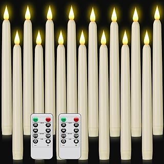 Flameless Taper Candles with Remote Control,15pack Dripless Plastic LED Candles,Flickering Battery Operated,9.2'’Classic Tall Candle for Wedding,Party,Halloween,Christmas,Home Decor (Ivory)