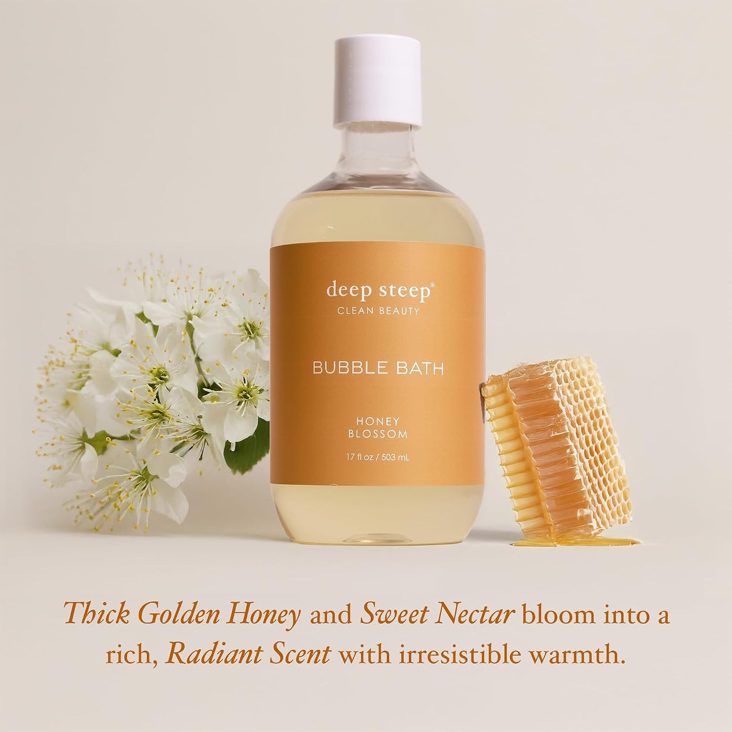 Deep Steep Bubble Bath, Honey Blossom 17 oz (Pack of 2) – Hypoallergenic, Clinically Tested Soothing Soak with Shea Butter & Argan Oil – Sulfate-Free