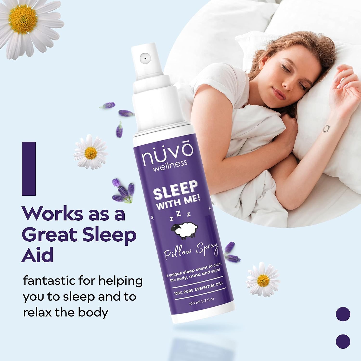 Premium Pillow Spray - Made with Therapeutic Essential Oils - Deep Sleep pillow Spray Mist with Lavender and Chamomile - Sleep spray for Pillows
