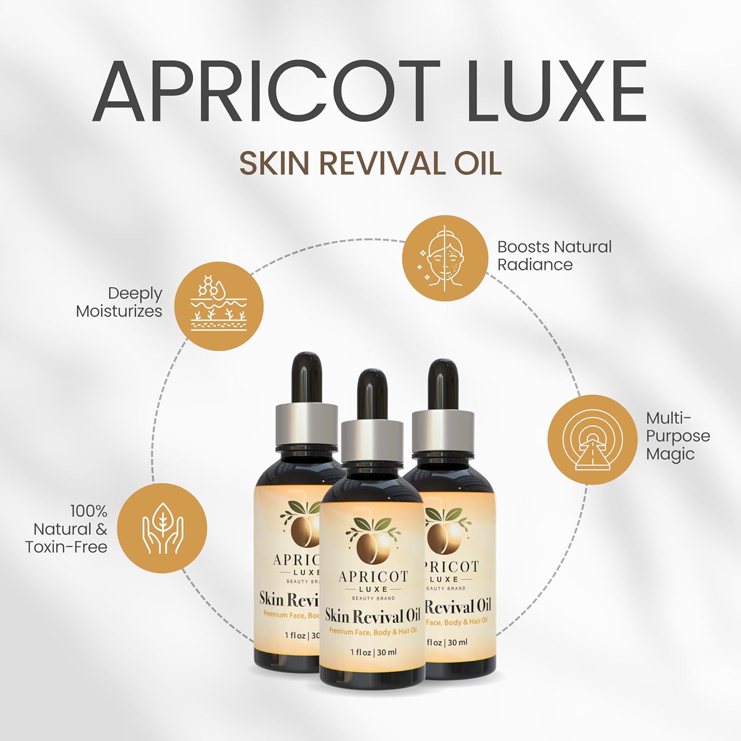 Richardson Nutritional Center Luxe Skin Revival Organic Apricot Kernel Oil Cold Pressed 100% Pure and Natural for Skin