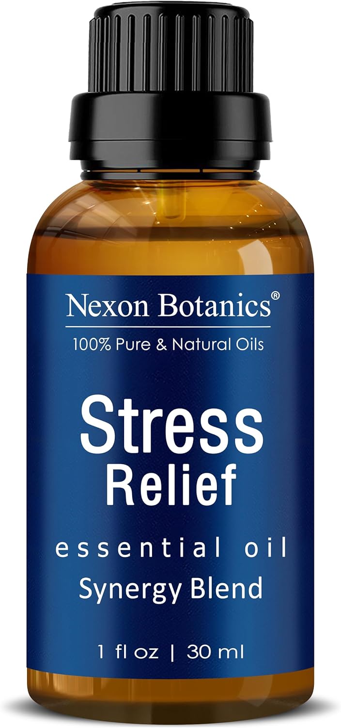 Stress Relief Essential Oil Blend 30 ml - Stress Relief & Calm Essential Oil for Diffusers & Aromatherapy - Promotes Relaxation & Rest - Nexon Botanics