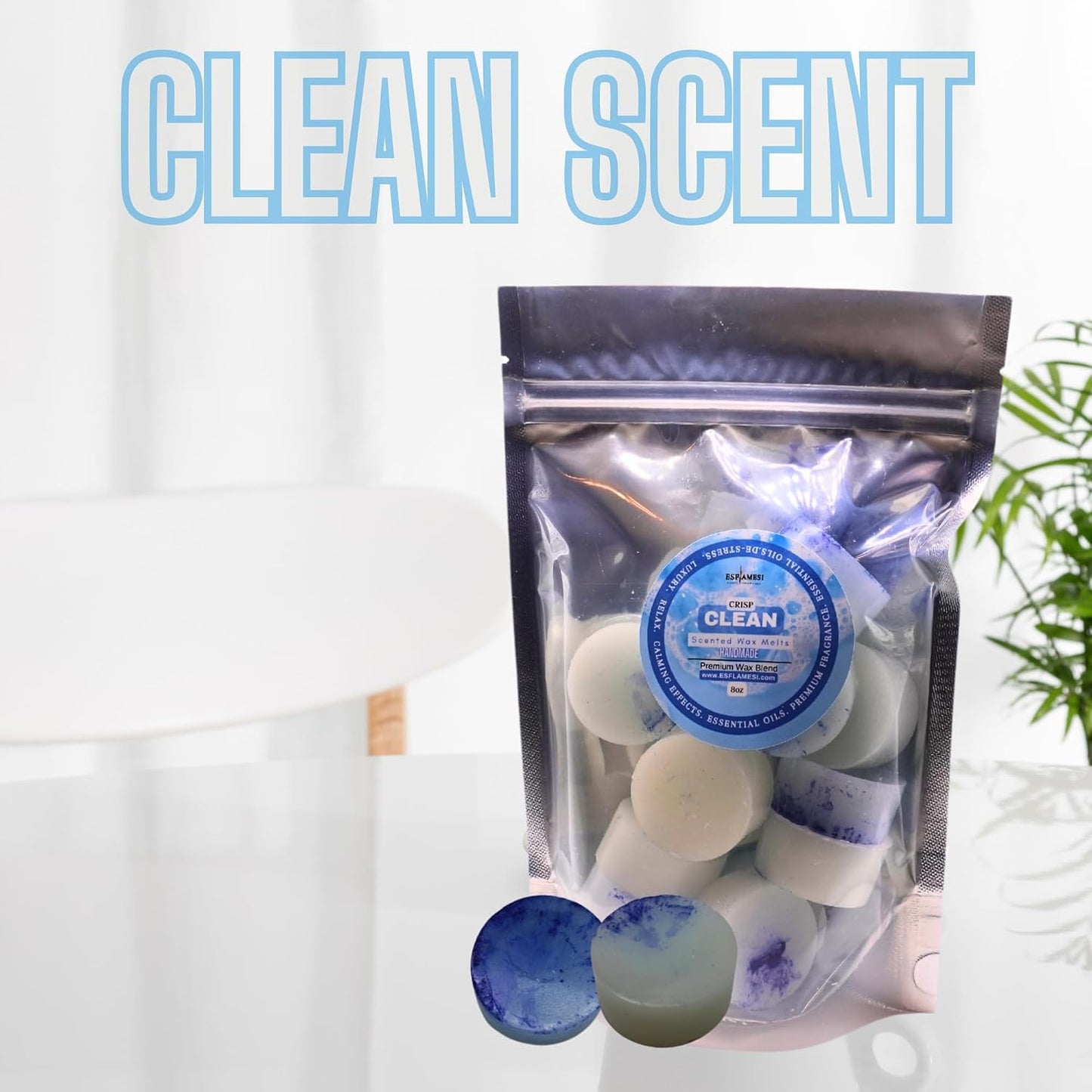 Scented Wax Melts | Crisp Clean Scent | Strongly Scented | Handmade | Large Wax Melts | Home Fragrance Gifts | USA Made | 8oz Bag