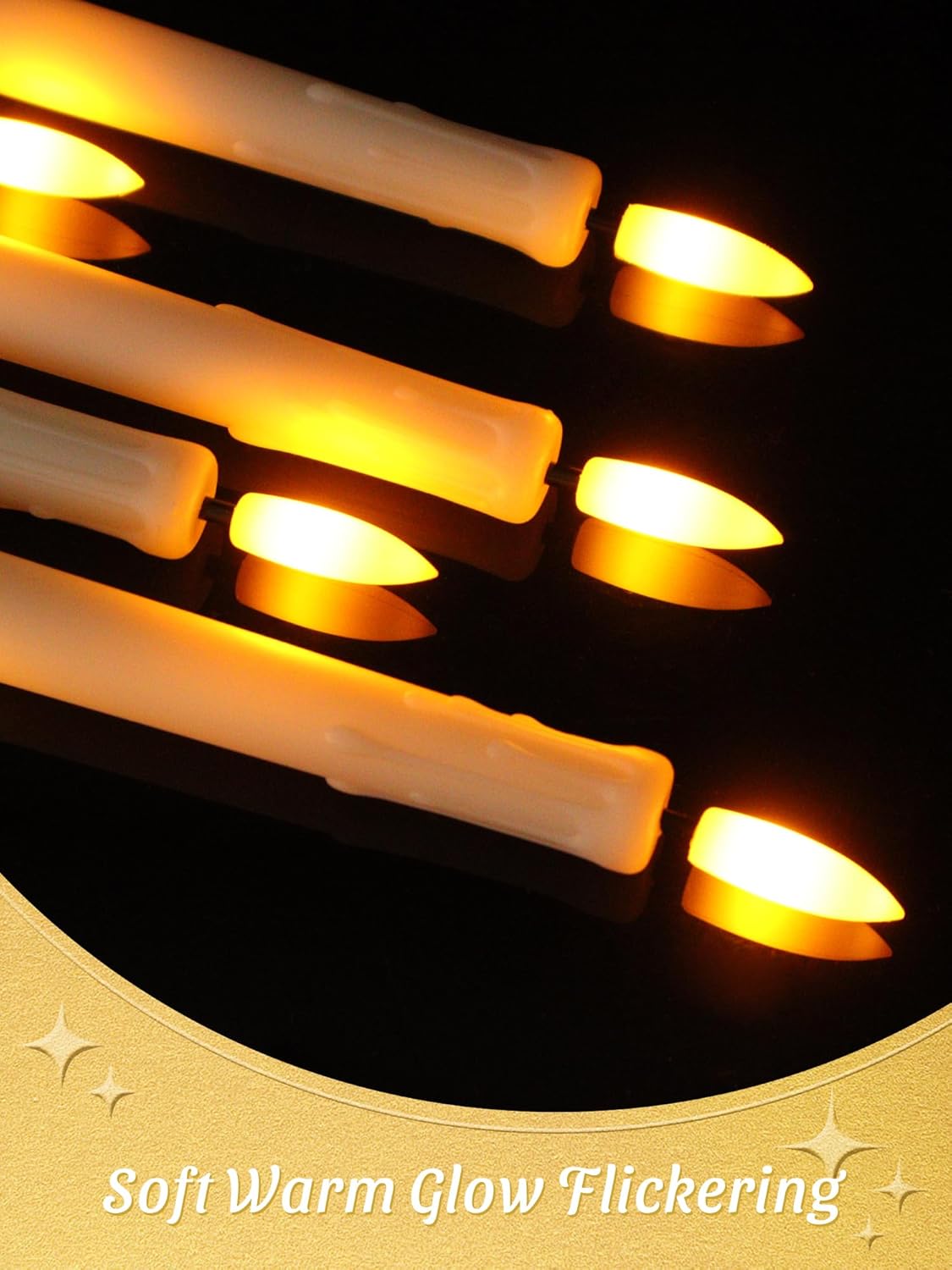 12 Pcs Flameless Taper Candles with Remote Timer, 11" Long Battery Operated Taper Candles, Flickering 3D Flame, Plastic Fake LED Candlesticks for Home Wedding Party Halloween, Ivory