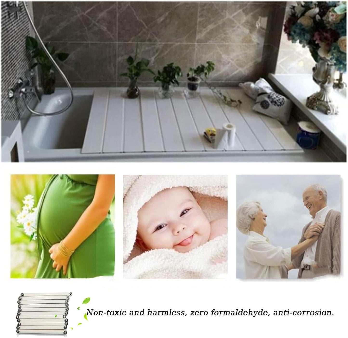 Bath Trays Bathtub Tray Bathroom Shelf Anti-dust Folding Dust Board Bathtub Insulation Cover Bathtub Caddy Bridge Shelf with Book or Tablet Stand (80x160cm)