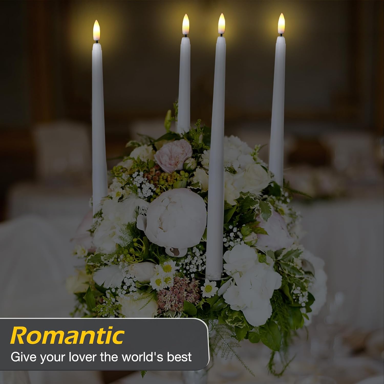 Tuanse 20 Pcs Flickering Flameless Taper Candles Bulk LED Battery Operated Realistic Flame Effect with Remote & Timer Safe No Fire Wax Drip Candles for Wedding Church Home Decor (12.4",White)