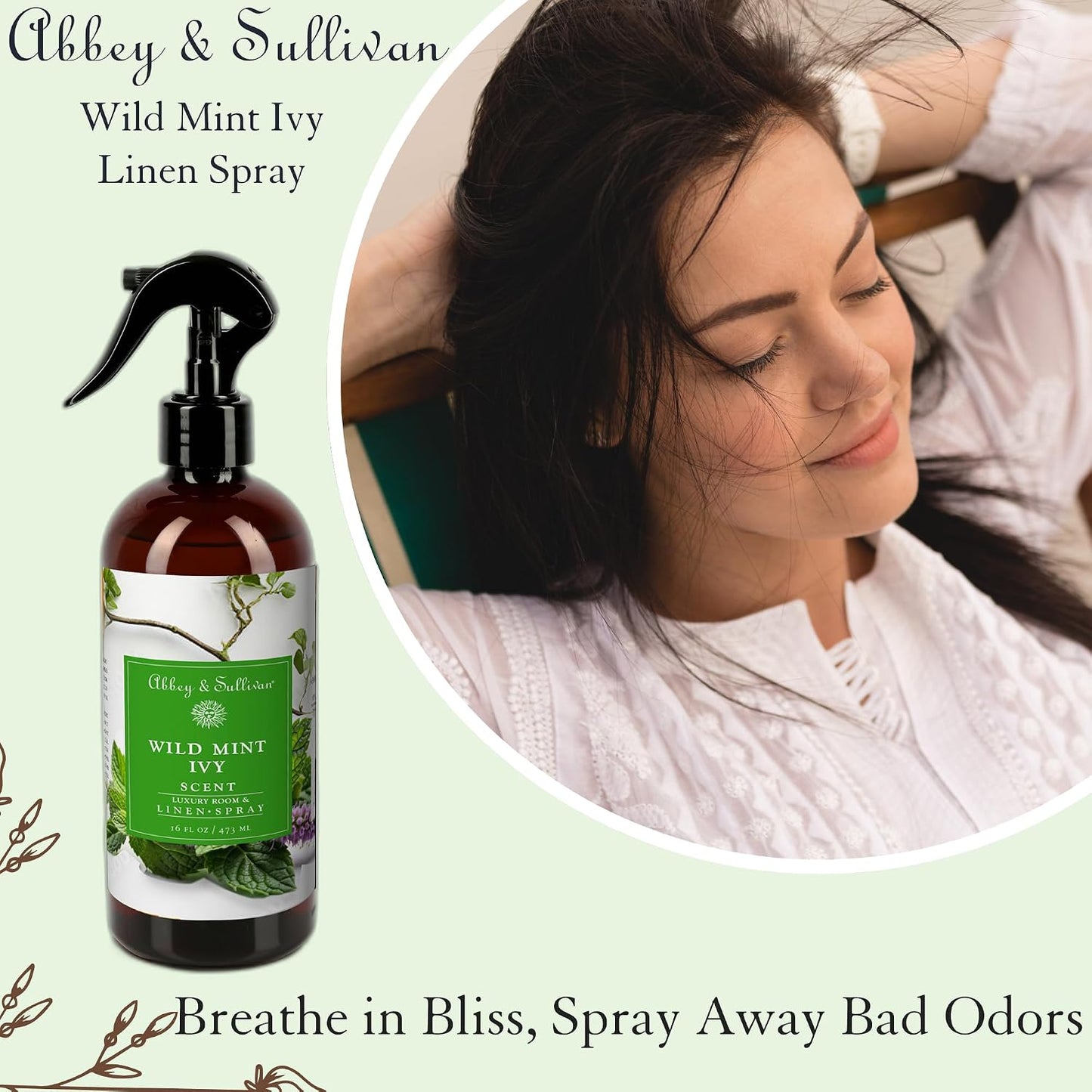 Abbey & Sullivan Linen Spray, Wild Mint Ivy, 16 oz
