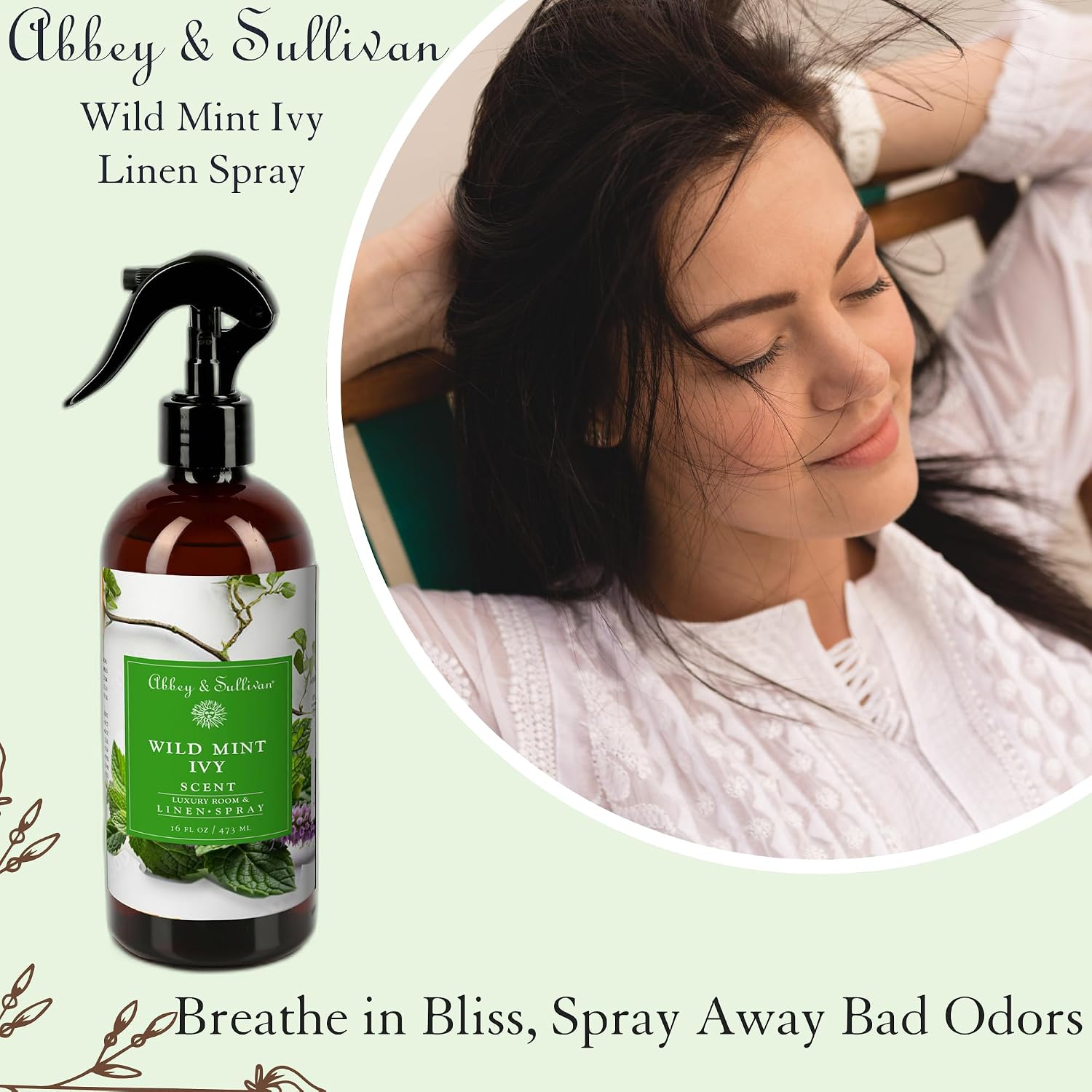 Abbey & Sullivan Linen Spray, Wild Mint Ivy, 16 oz