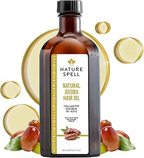 Nature Spell Jojoba Oil, Pre-Diluted Hair Growth Oil, Supports Dry & Damaged Strands, Moisturises Follicles, Adds Shine & Resilience to Tresses, For All Hair Types, Vegan, 5.07 Fl Oz
