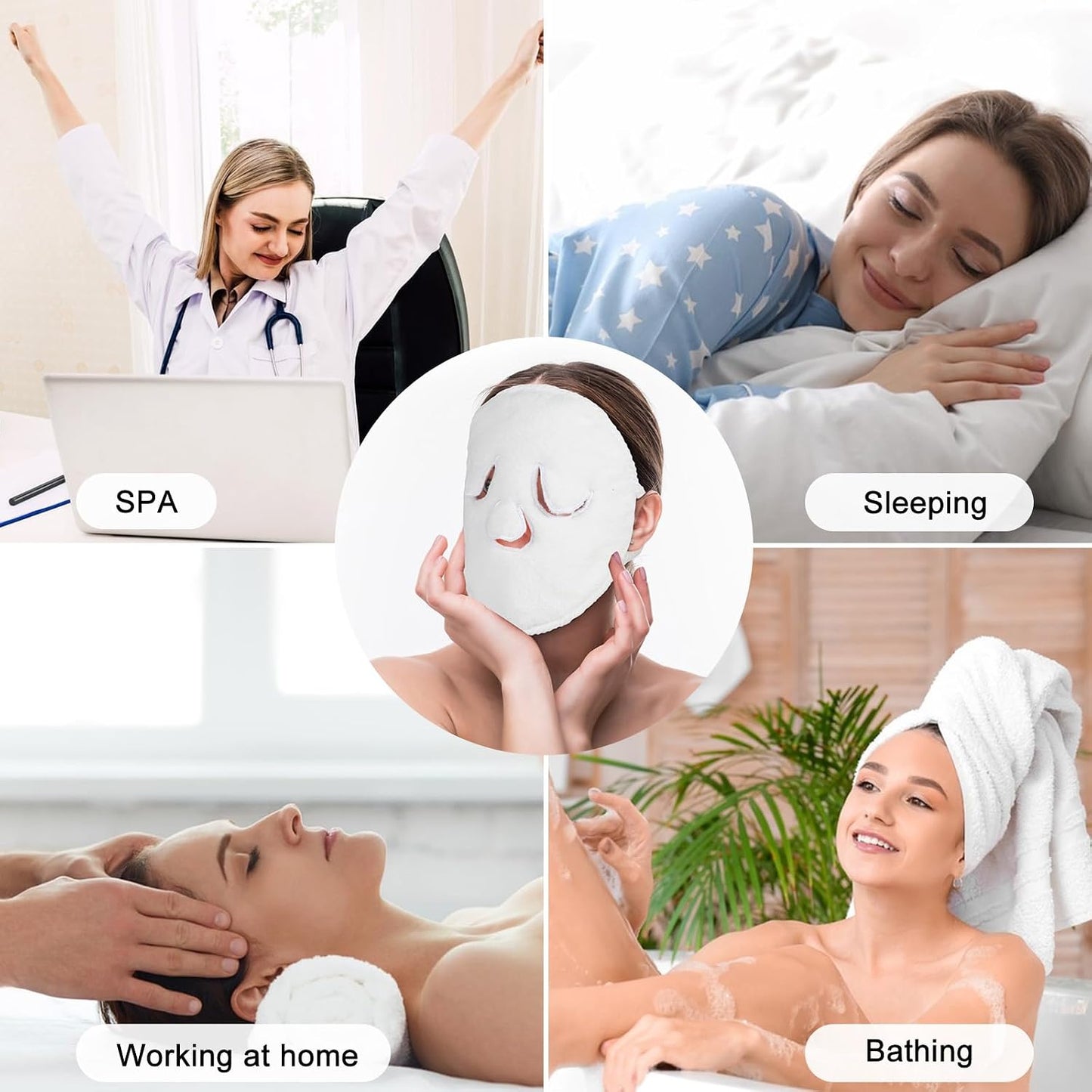 Face Steaming Towel, 4 Pack Reusable Face Towel Mask with Face Washing Headband Cold Hot Compress Facial Steamer Towel Moisturizing Beauty Care Spa Towels for Women Girls Skin Face Care Beauty Salons