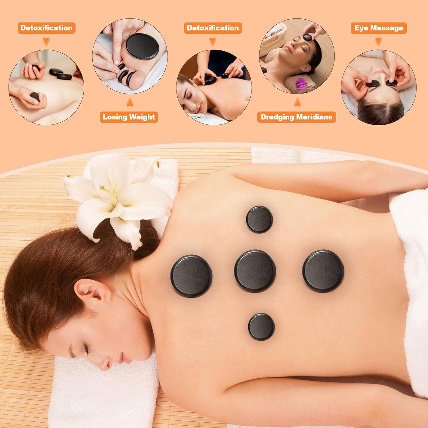 Hot Stones Massage Warmer Kit, 21 Pcs Hot Stones Massage Set, Hot Rocks Basalt Massage Stones for Home Spa Warming Therapy Relaxing
