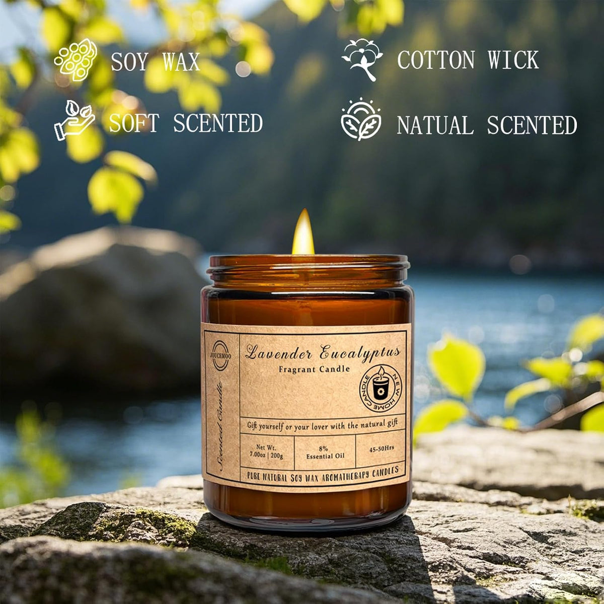Lavender Eucalyptus Scented Candles, 7oz Non Toxic Aromatherapy Candle Gift