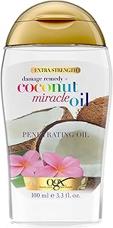 OGX Extra Strength Damage Remedy + Coconut Miracle Oil Penetrating Hair Oil Treatment, Extra Hydrating Anti-Frizz Oil for Coarse, Dry Hair, Paraben-Free, Sulfated-Surfactants Free, 3.3 Fl Oz