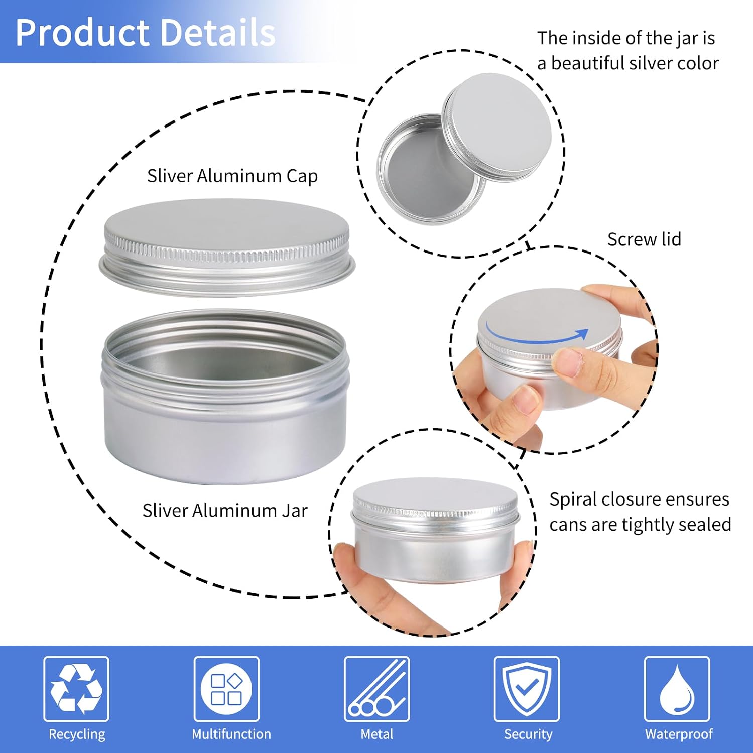 Moretoes 45 Pack Tins, 4oz Metal Round Aluminum Empty Candle Tin with Screw Lid for Lotion Bars, Salve, Spices or Candles