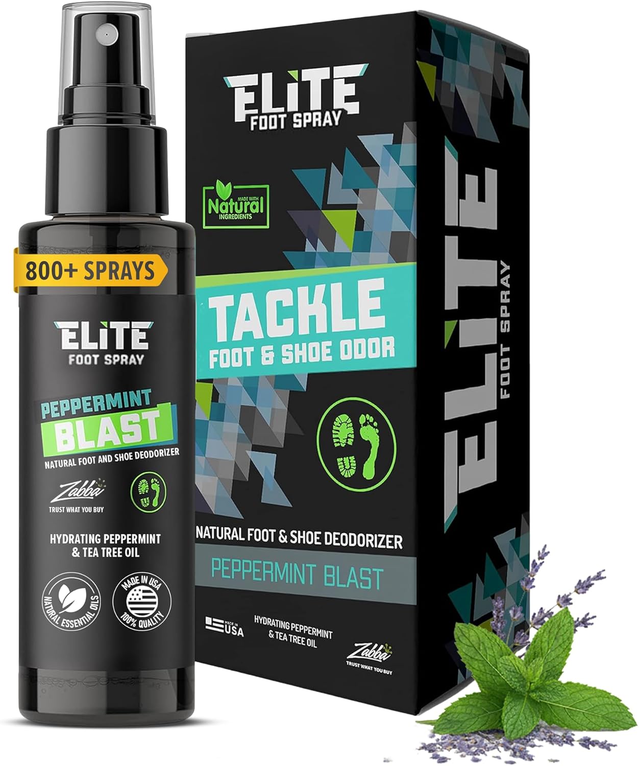 Elite Sportz Shoe Deodorizer (800+ Sprays) - Foot Spray and Shoe Odor Eliminator - No More Smelly Shoes or Stinky Feet with our Peppermint Shoe Freshener - Small Gift for Men & Women