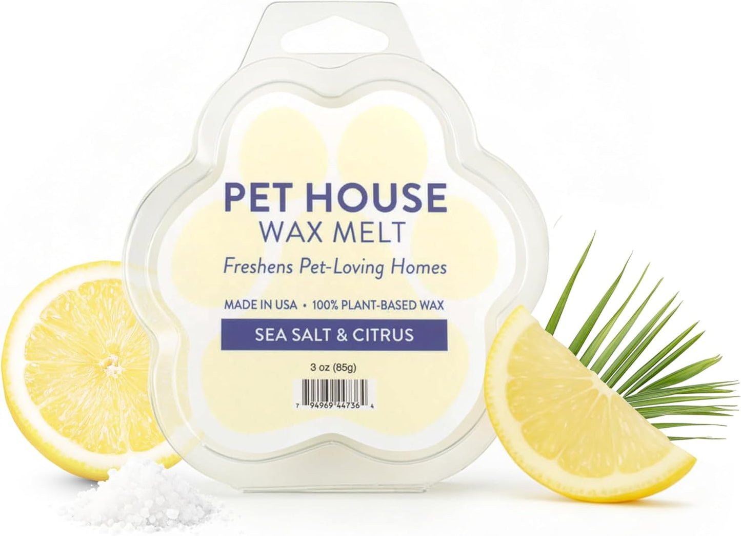 One Fur All Pet House Scented Wax Melts Natural, Plant Based Soy Wax Melts for Pet Odor, Long Lasting Fragrance for Fresh Smelling Homes, Sea Salt & Citrus Pack of 2