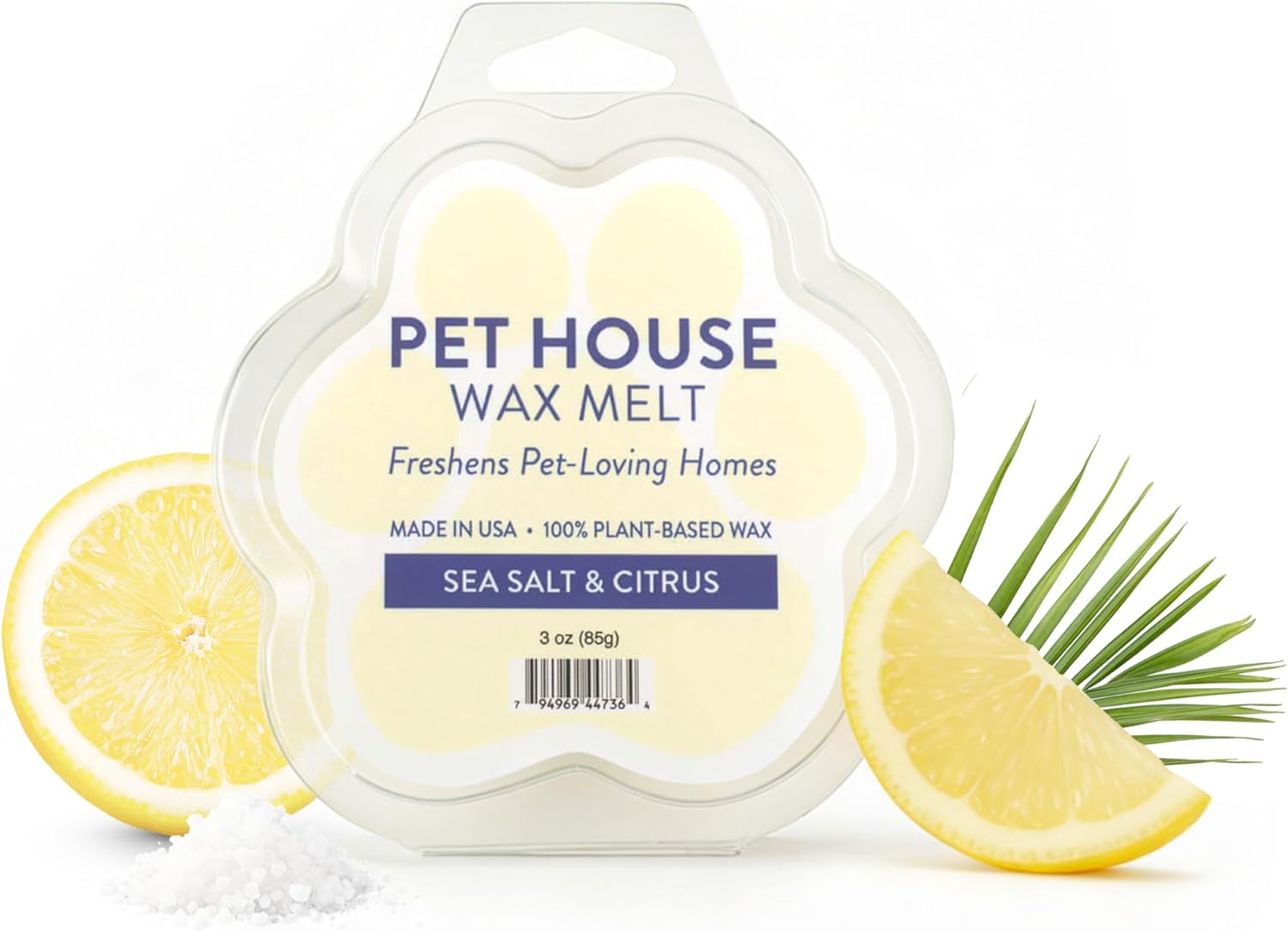 One Fur All Pet House Scented Wax Melts Natural, Plant Based Soy Wax Melts for Pet Odor, Long Lasting Fragrance for Fresh Smelling Homes, Sea Salt & Citrus Pack of 2
