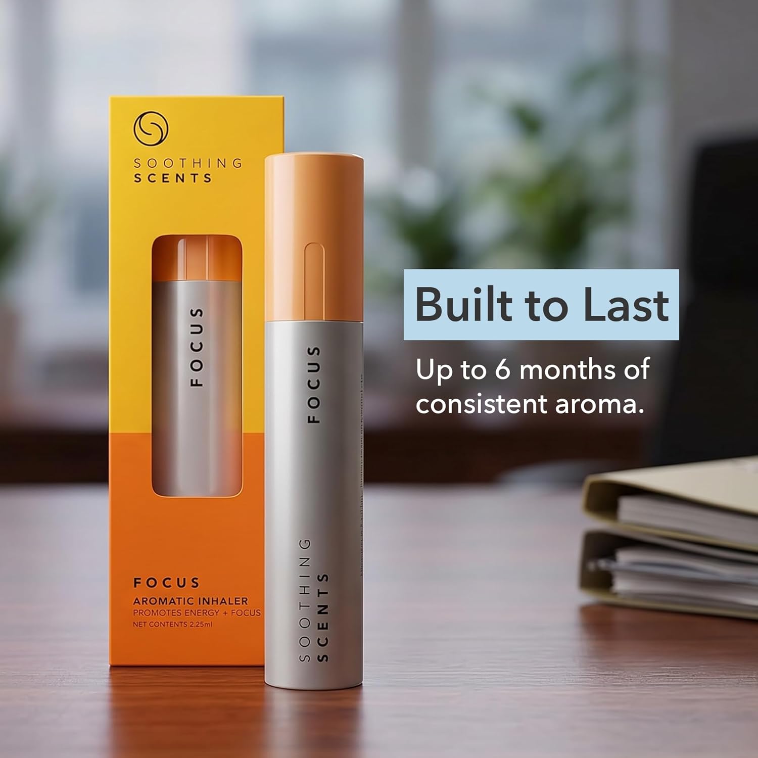 Focus Aromatic Inhaler for Energy & Concentration – Drug-Free Essential Oil Nasal Stick, Natural Vapor Inhalation for Study, Work, & Mental Clarity, 2.25 Milliliters