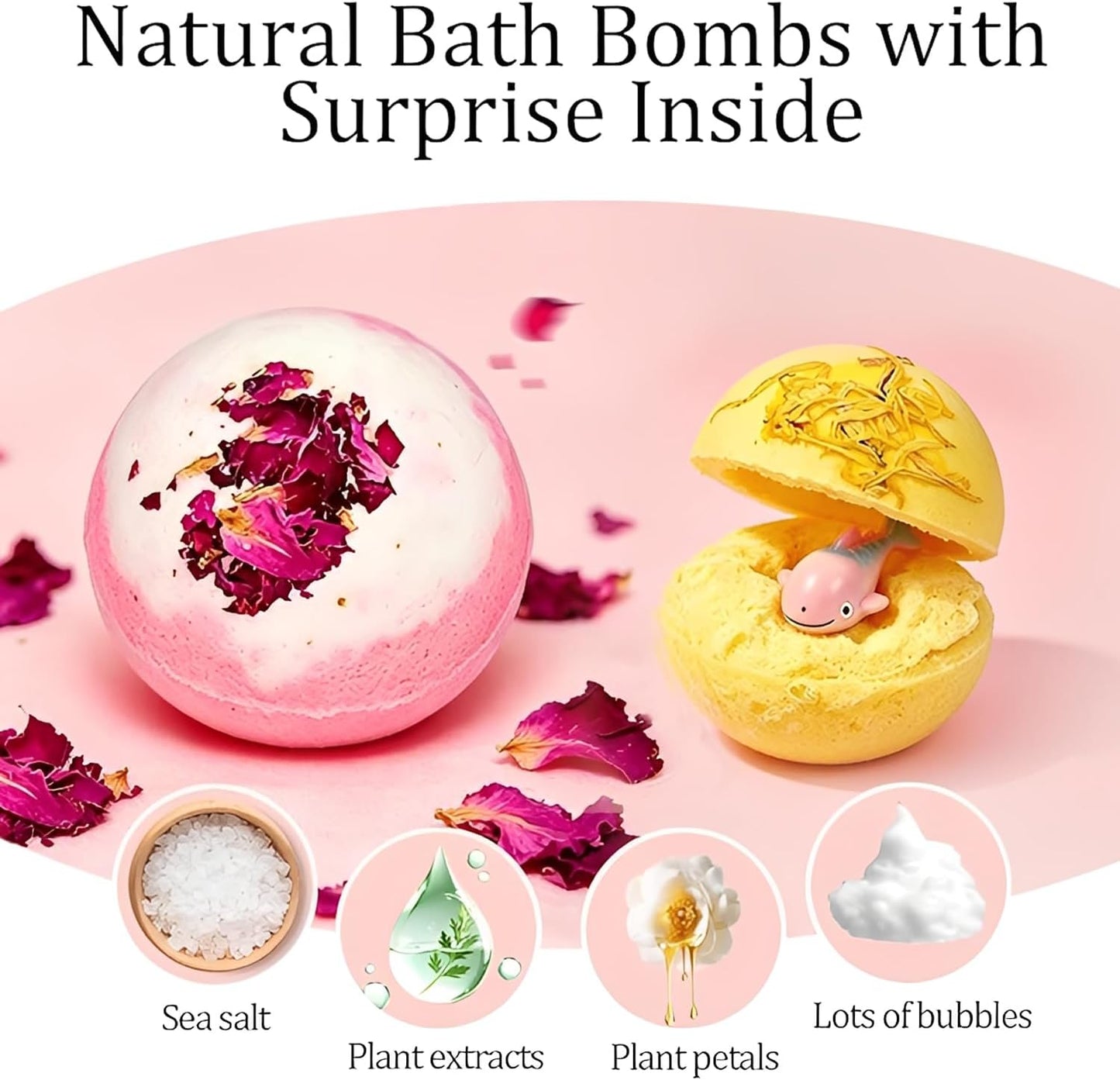 Bath Bombs for Kids with Toys Inside, 12 PCS Kids Bath Bombs with Ocean Theme Surprise Inside, Natrual and Organic Bubble Fun Scented Bath Fizzies Gift Set for Boys & Girls (sea)