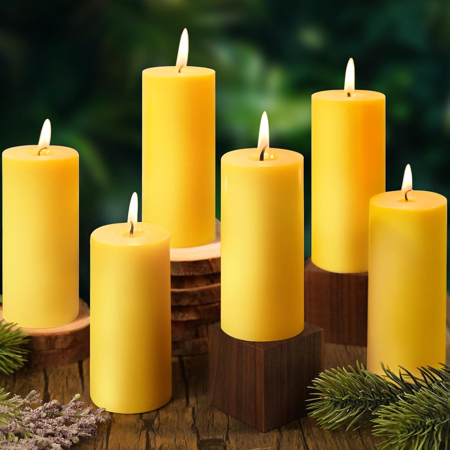 6 Pack Natural Beeswax Pillar Candles, 210 Hours Long Burning, 100% Pure Bees Wax Candles, Organic Emergency Beeswax Candles Bulk for Home Room Prayer Parties Relax, Smokeless & Dripless 2x4in