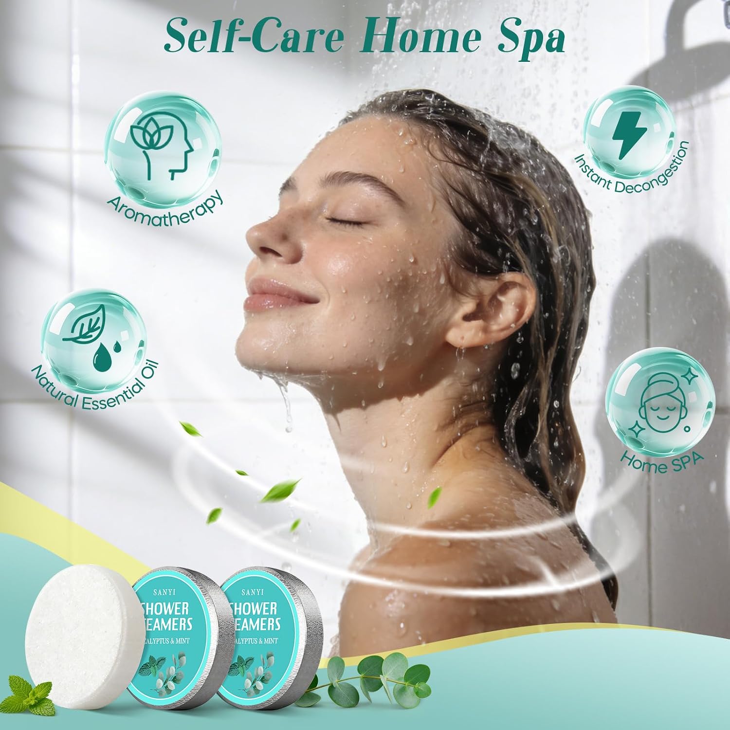 Shower Steamers Aromatherapy 15 Pack, Fathers Gifts, Eucalyptus & Mint Shower Bombs with Natural Essential Oils, Quick Sinus Relief Nasal Congestion, Relaxation Home Spa Gifts for Women Men