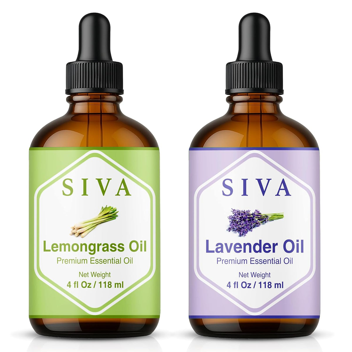 Siva Lemongrass and Lavender Essential Oil 4oz Bundle Super Saver Combo