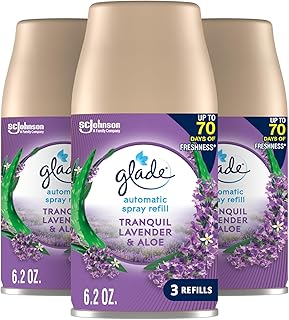 Glade Automatic Spray Refill, Air Freshener for Home and Bathroom, Tranquil Lavender & Aloe, 6.2 Oz, 3 Count