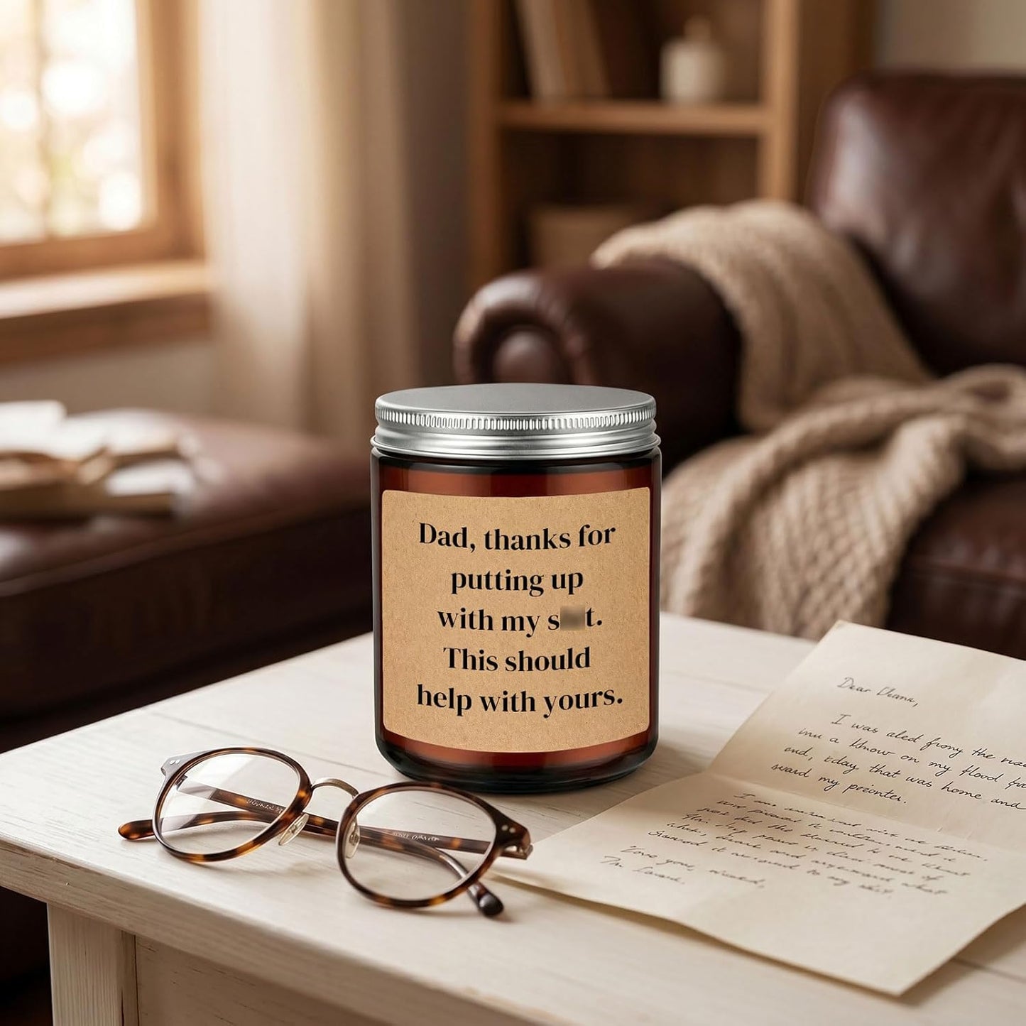 Funny Lavender Scented Soy Candle, Fathers Day Gift from Daughter & Son, Gift for Dad Papa Grandpa Stepdad Father-in-Law, Funny Birthday Christmas Retirement Gag Presents & Home Decor