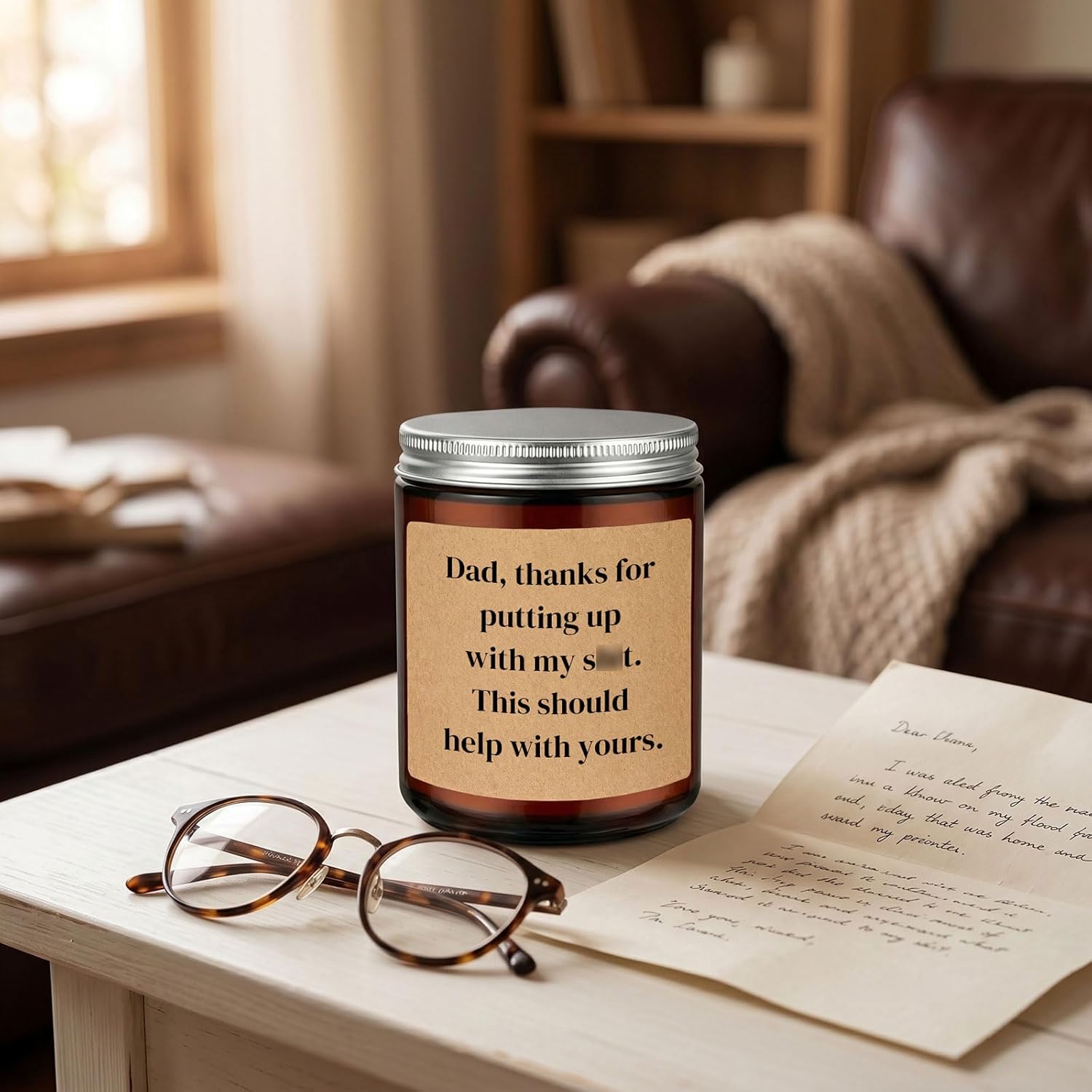 Funny Lavender Scented Soy Candle, Fathers Day Gift from Daughter & Son, Gift for Dad Papa Grandpa Stepdad Father-in-Law, Funny Birthday Christmas Retirement Gag Presents & Home Decor