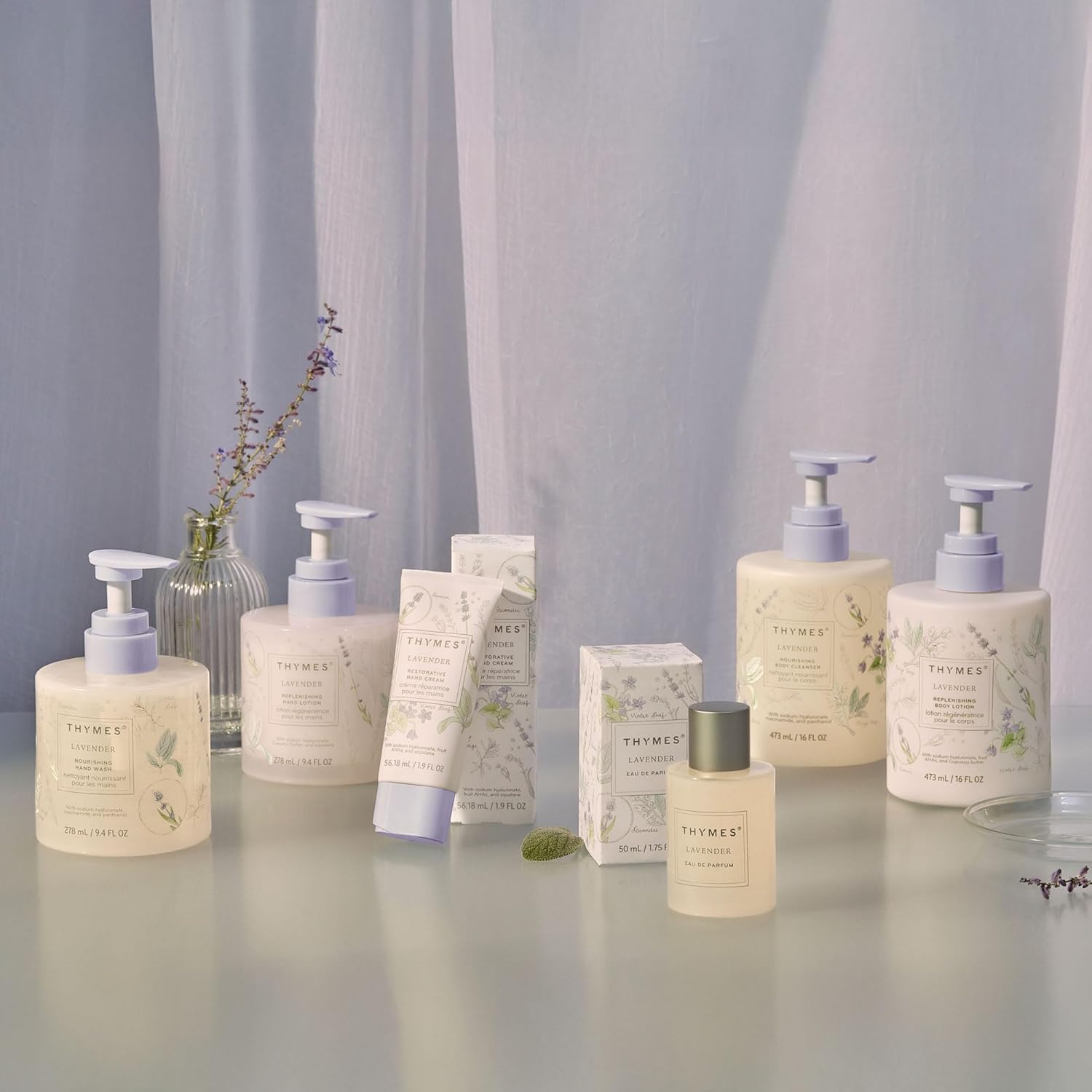 Thymes Nourishing Body Cleanser - Large Moisturizing Body Wash with Pump - Hydrating Cleanser - Notes of Velvety Lavender, Warm Rosewood, Fresh Clary Sage, & Earthy Violet (Lavender, 16 fl oz)
