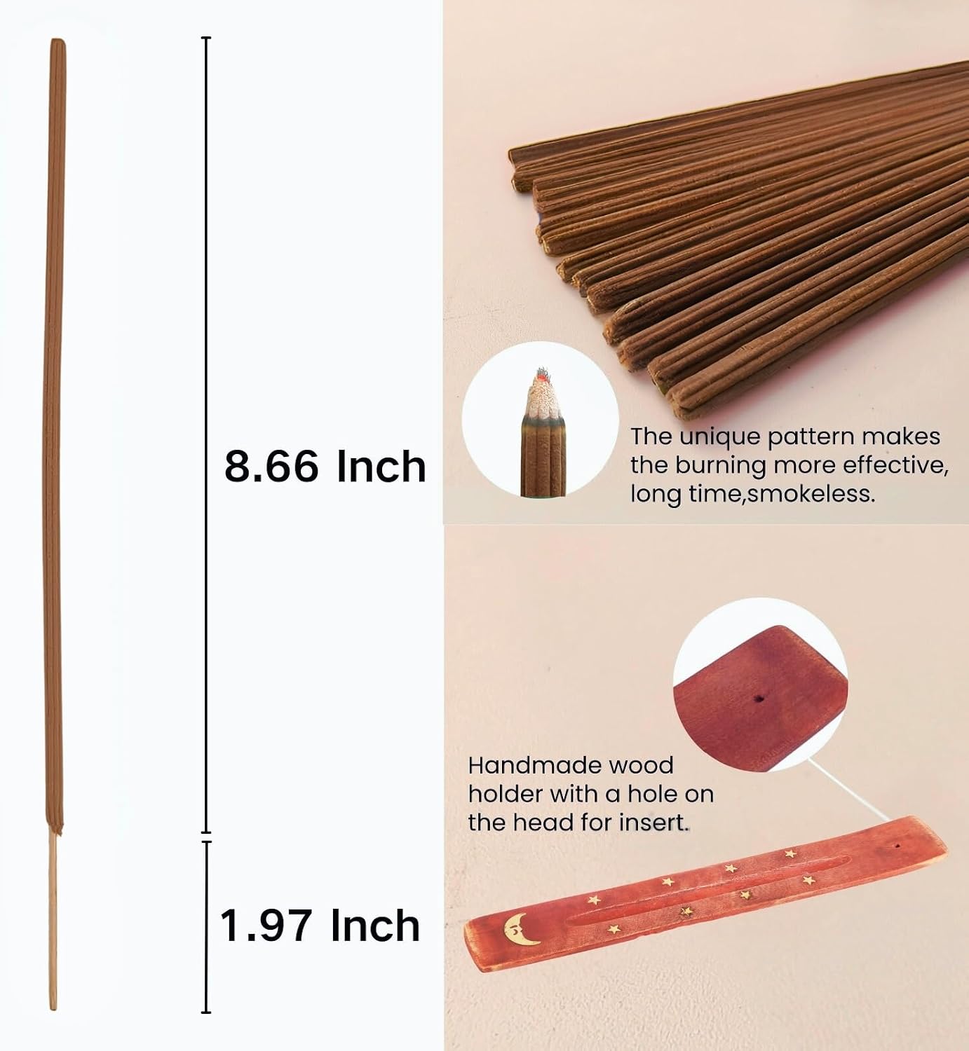 Oud Agarwood Incense Sticks with Holder Kit,Non-Toxic Joss Stick Long Lasting 85 Min,Woody Scent Jumbo Incense Sticks for Meditation,Purifying Incienso Fir Smelling,Bulk Oudh Incense Agarbatti Sticks