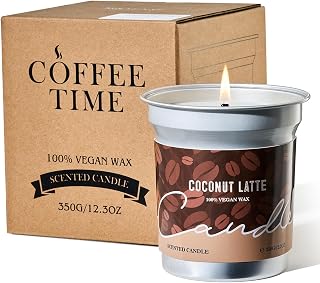 M&SENSE Coconut Latte Scented Candle, Soy Wax 12.3oz | 75 Hours Long Lasting, Clean Burn, Coffee Smelling, Non-Toxic Aromatherapy
