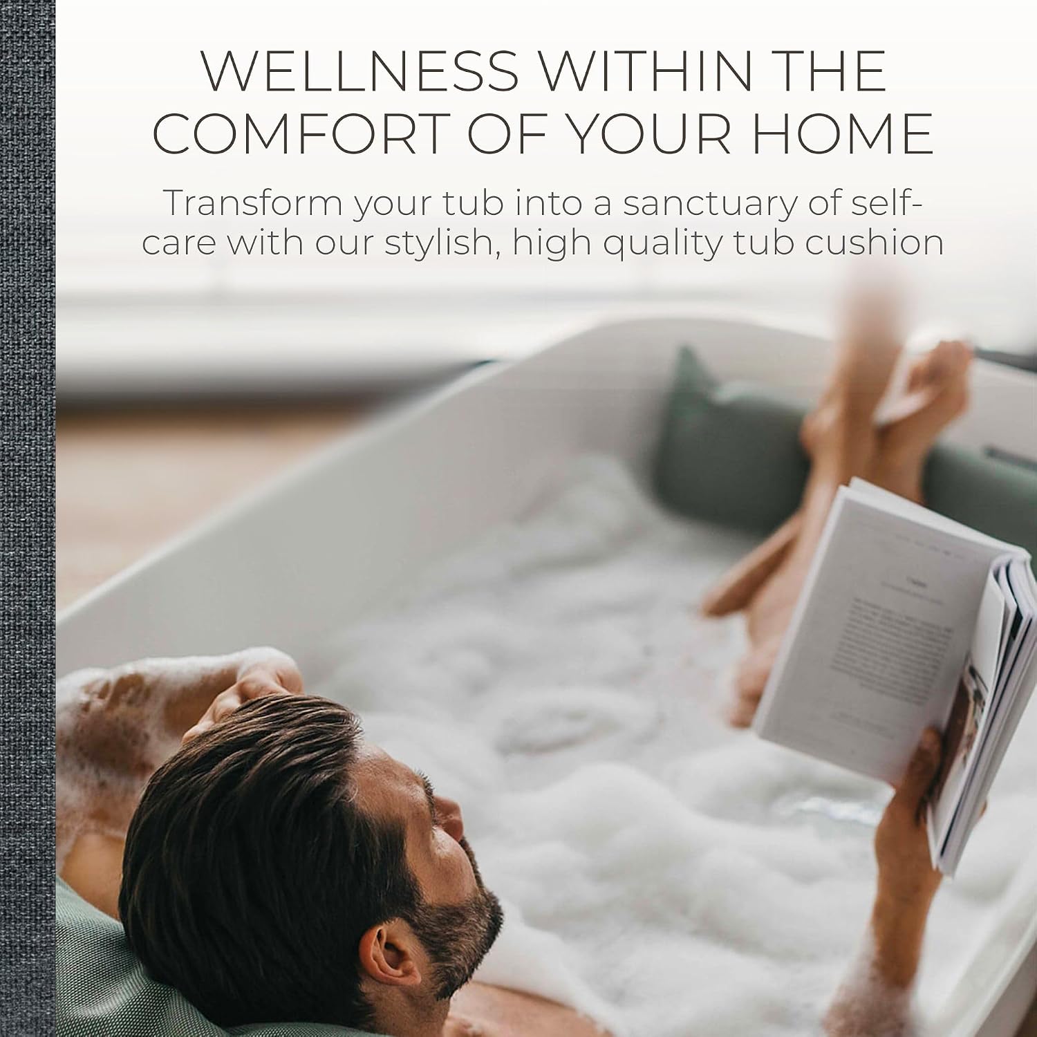 BADESOFA® Luxury Bath Tub Pillow for Feet | Premium-Quality Materials | Comfortable & Quick-Drying | Washable Bath Cushion in Charcoal | Home Spa Accessories | Universal Fit for Any Bathtub
