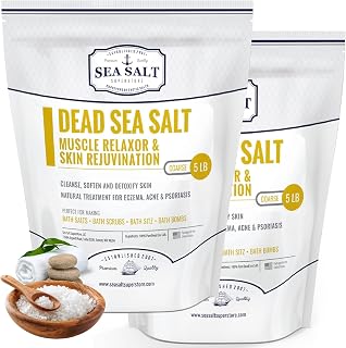 Sea Salt Superstore Natural Dead Sea Salt for Soaking - Coarse Grain Mineral Bath Salts from Israel Supporting Muscle Relaxation & Skin Rejuvenation - Home Spa Essentials - 5Lb Bag, 2 Pack
