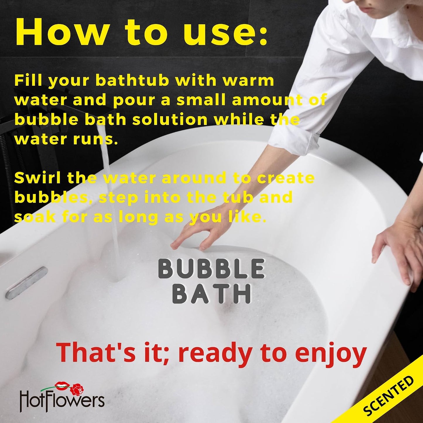 Hot Flowers Bubble Bath Scented – Women and Men Bath Foam Products – Relaxing, Foaming, and Moisturizing Adult Soak – Special Small Champagne-Shaped Pet Bottle