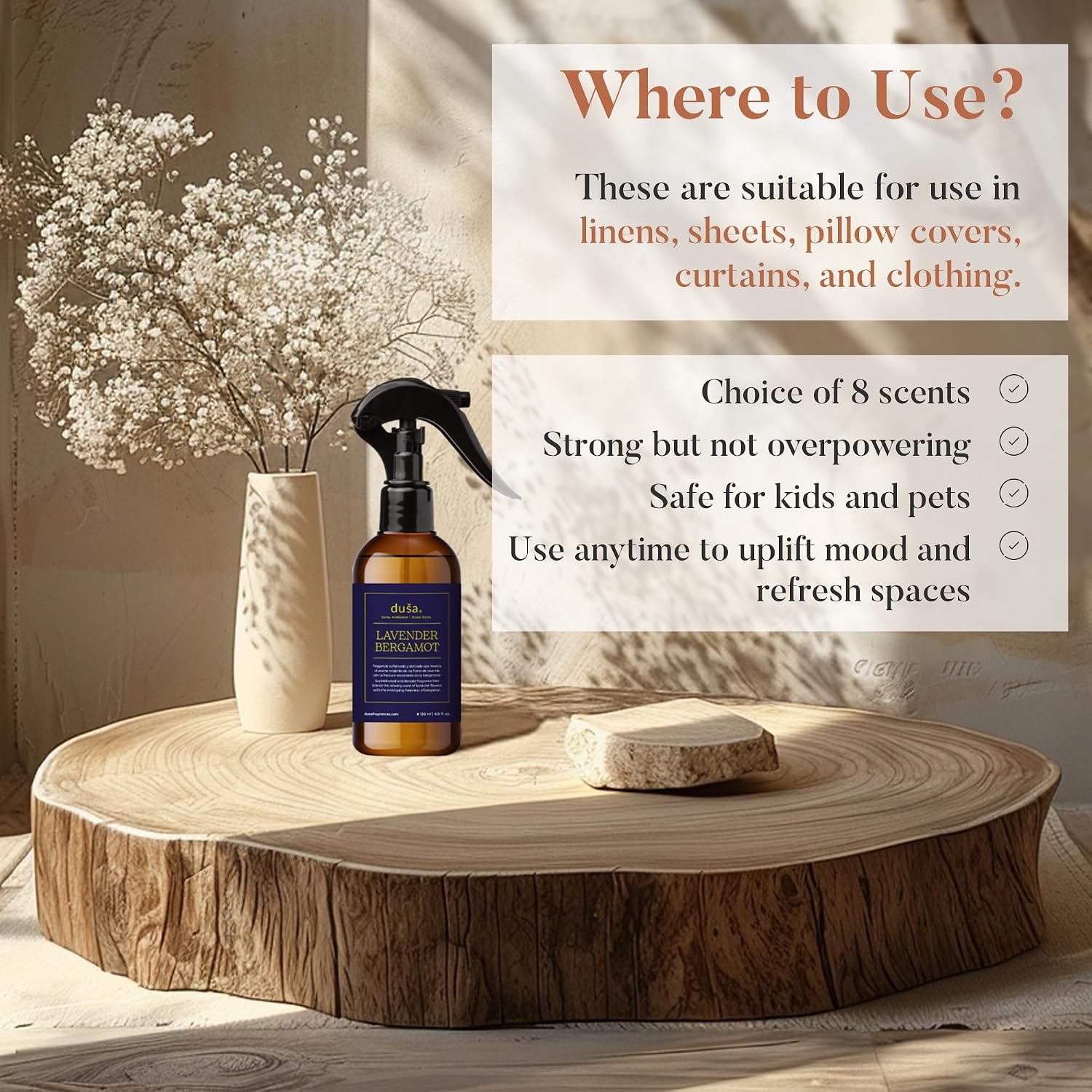 Dusa Lavender Sleep Mist – Calming Pillow & Room Spray with Essential Oils – Relaxing Aromatherapy for Deep Sleep – Fabric-Friendly & Odor Eliminating – 4 oz