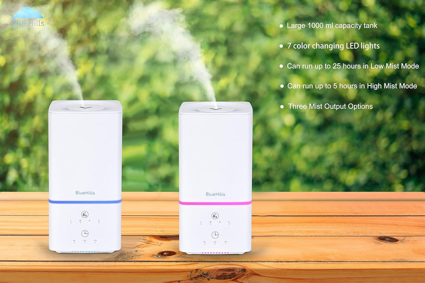 BlueHills 1000 ML Premium Essential Oil Diffuser Humidifier Combo Square White Aroma Diffuser for Large Room Home Quiet Modern Design Long Run Time High Capacity Oil Diffuser - Solid White - H101