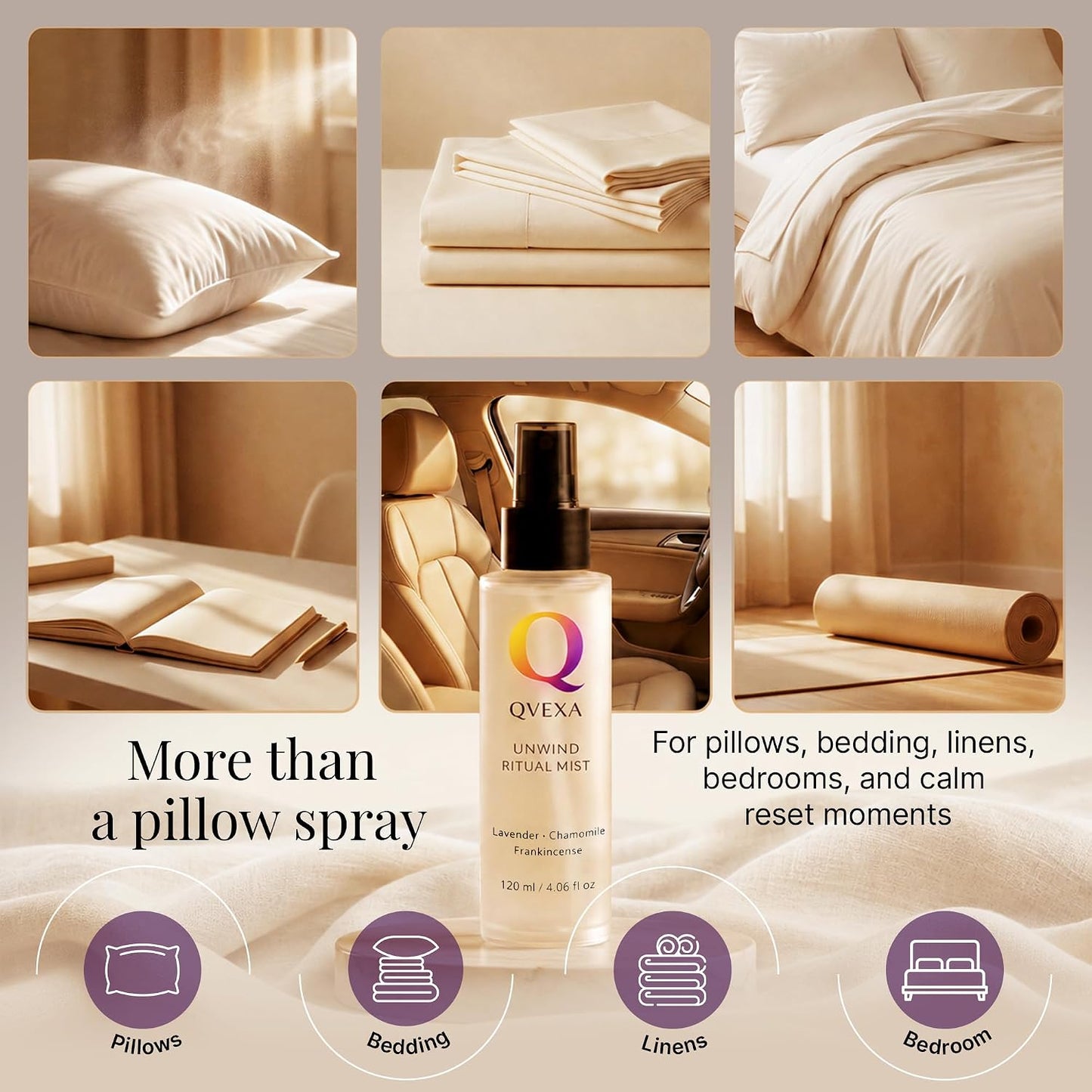 Unwind Ritual Deep Sleep Pillow Spray & Aromatherapy Mist, 4.06 fl oz | Stress relief aromatherapy mist with Chamomile & Frankincense, linen, bed & pillow sleep spray, relaxation, anytime reset.