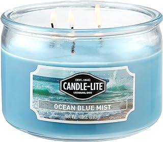 CANDLE-LITE Ocean Blue Mist Scent 3-Wick Aromatherapy Candle with 20-40 Hours of Burn Time, 10 oz