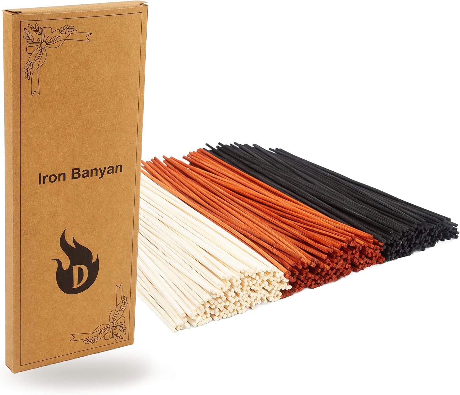 120PC Reed Diffuser Sticks,Diffuser Refills,Natural Rattan Essential Oil Aroma Refill Wood Sticks for Spa, Home,Office (Black and Orange and Natural)
