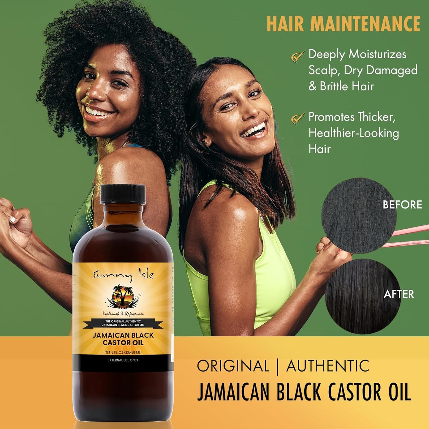 Sunny Isle Jamaican Black Castor Oil - Moisturizing, Thickening, Repairing - 8 Fl Oz