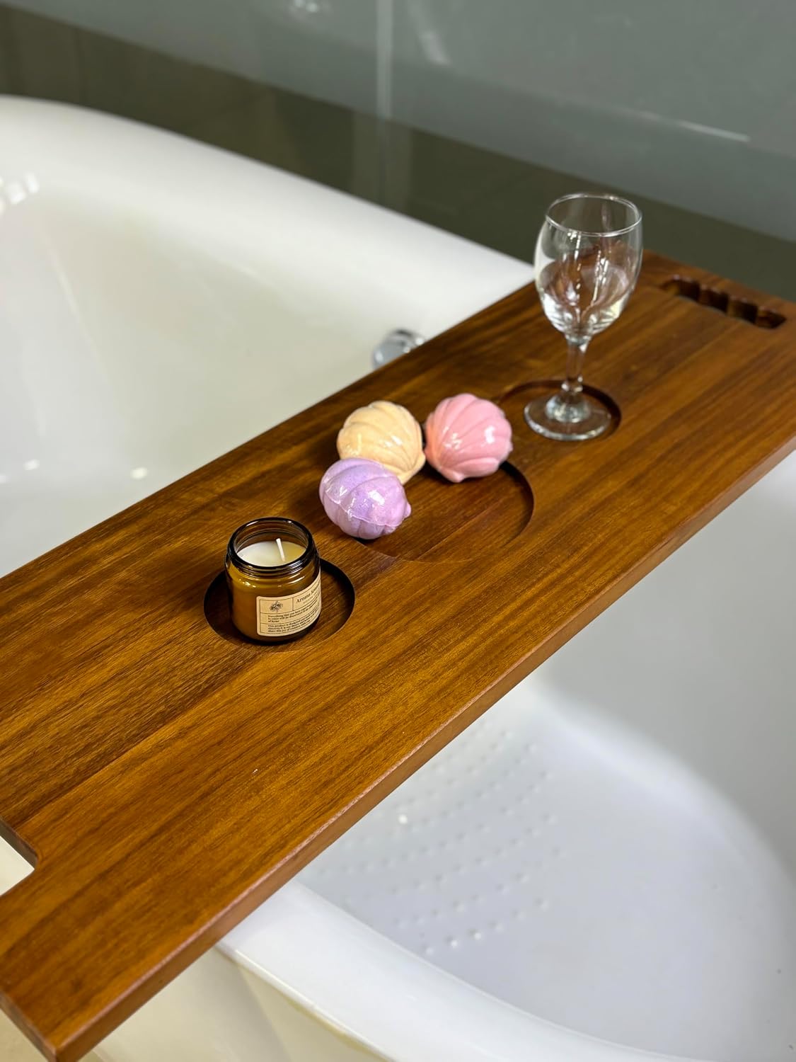 Wood Bathtub Tray with Handles – 35 x 12 Inch Large Luxury Bath Caddy