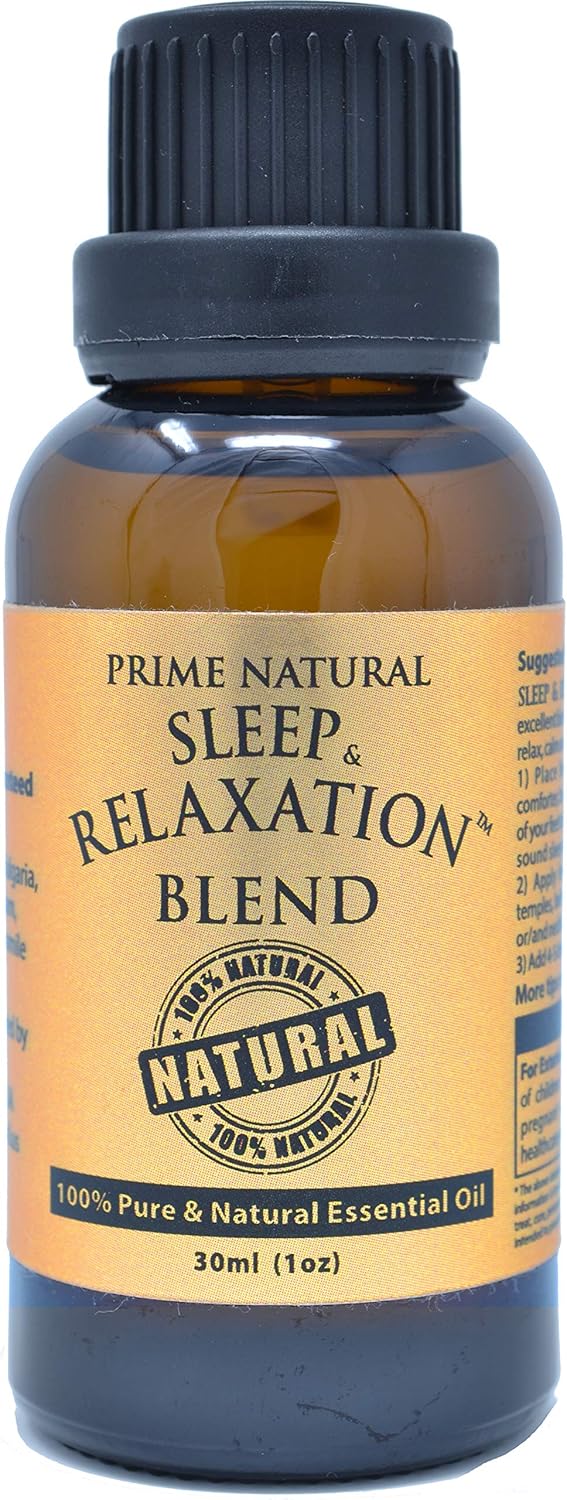PRIME NATURAL Sleep & Relaxation Essential Oil Blend 30ml/1oz - by Prime Natural - Made in USA - Pure Undiluted Therapeutic Grade - Aromatherapy Scents & Diffuser - Grounding, Calming, Peace