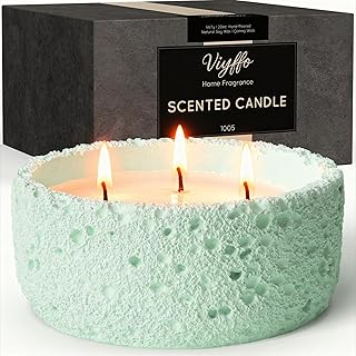 Viyffo 3 Wick Large 20oz Eucalyptus & Peppermint Scented Candle, Non Toxic Soy Candle for Women & Men, Matte Mint Green Ceramic Jar Perfect Luxury Home Fragrance, Elegant Spring Décor & Gift