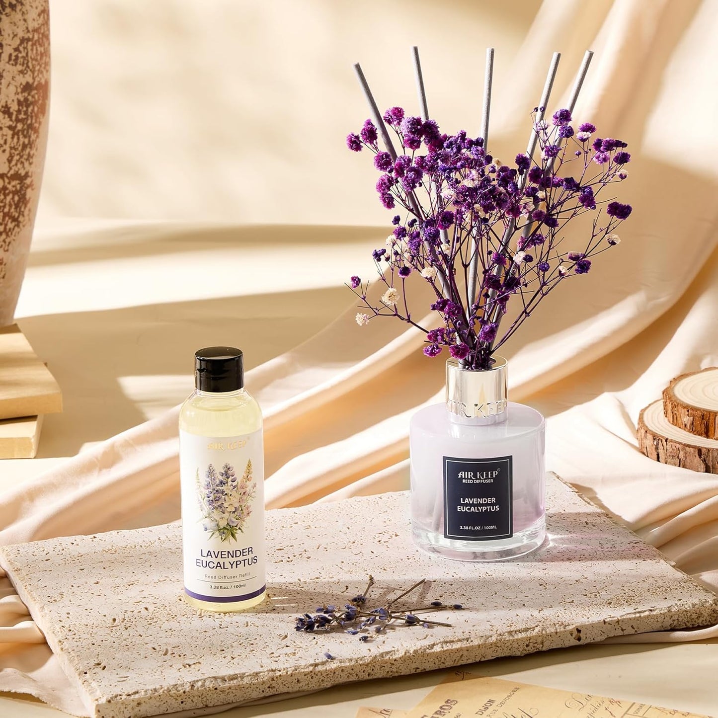 Airkeep Reed Diffuser Oil Refill/Lavender Eucalyptus/3.38oz（100ml/1 Pack/Scented Oil Refill for Diffuser Home Fragrance for Bedroom, Bathroom Office Home Decor