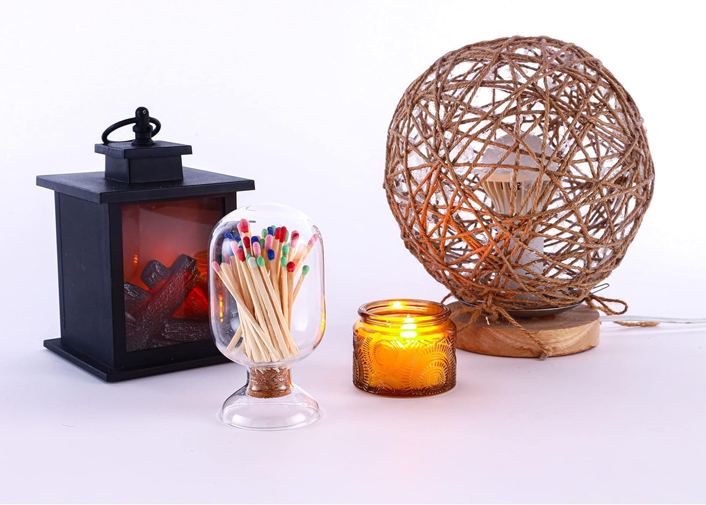 Glass Match Cloche Jar, Glass Match Holder with Striker, Matches in a jar with Striker, Match Striker Jar, Fancy Bathroom Matches Cloche Bottle, Match Striker Holder- Matches NOT Included (250ml)