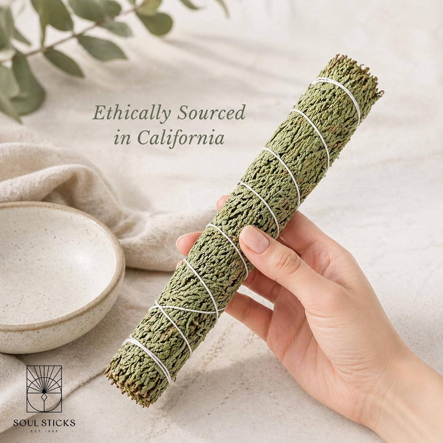 Soul Sticks Organic Cedar Sage Smudge Stick 1 Pack - 9 Inch | Floral Sage House Blessing | Cleansing House & Negative Energy