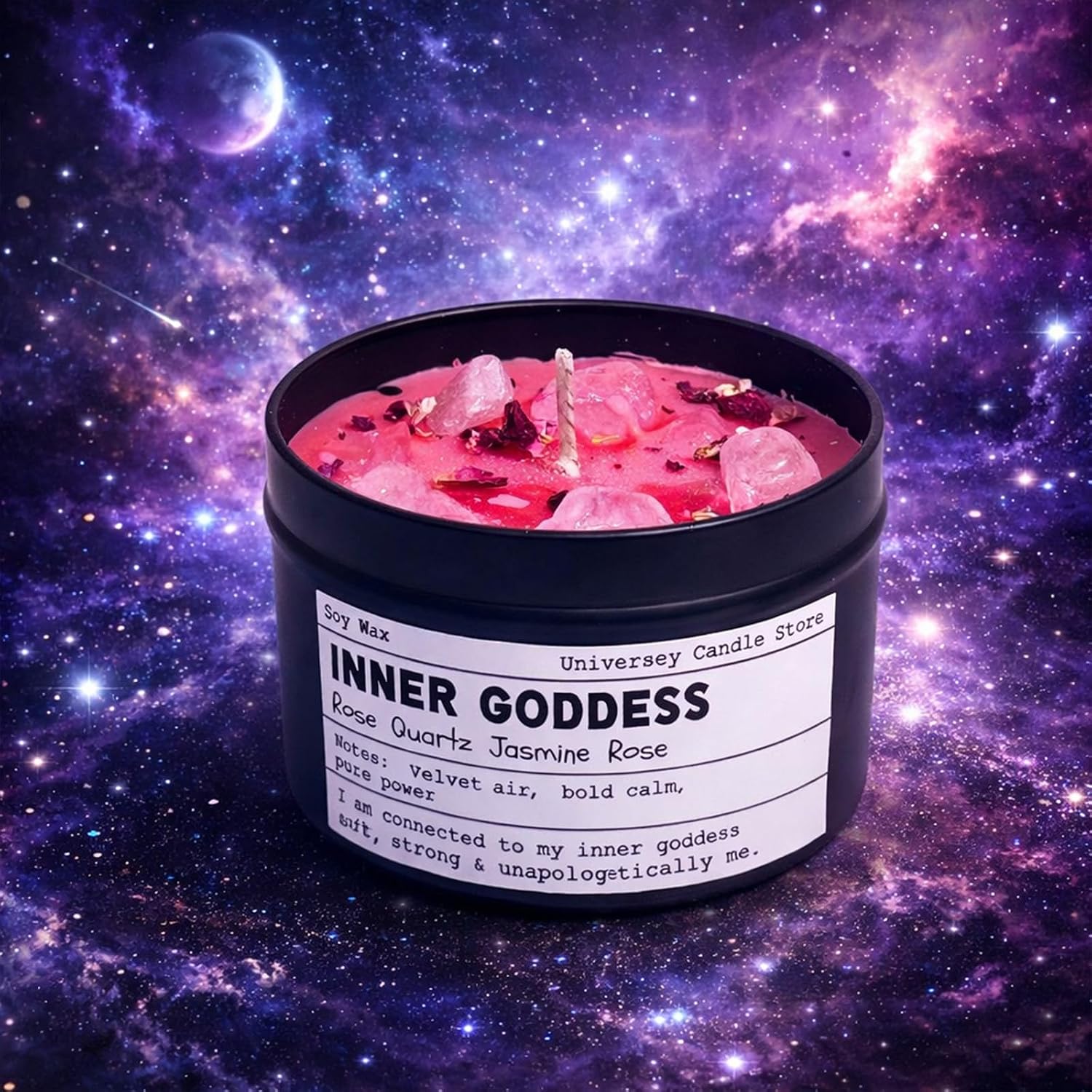 Inner Goddess – Rose Quartz Candle | Vegan Spiritual Candle for Self-Love, Heart Healing & Feminine Energy | Christmas Gift